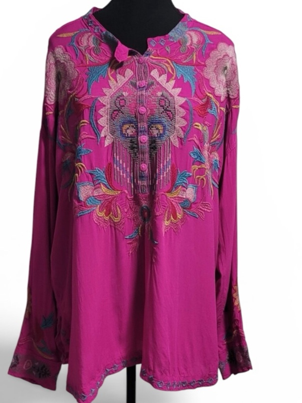 Johnny Was Biya Esmarelda extremely heavily embroidered button-down blouse RARE